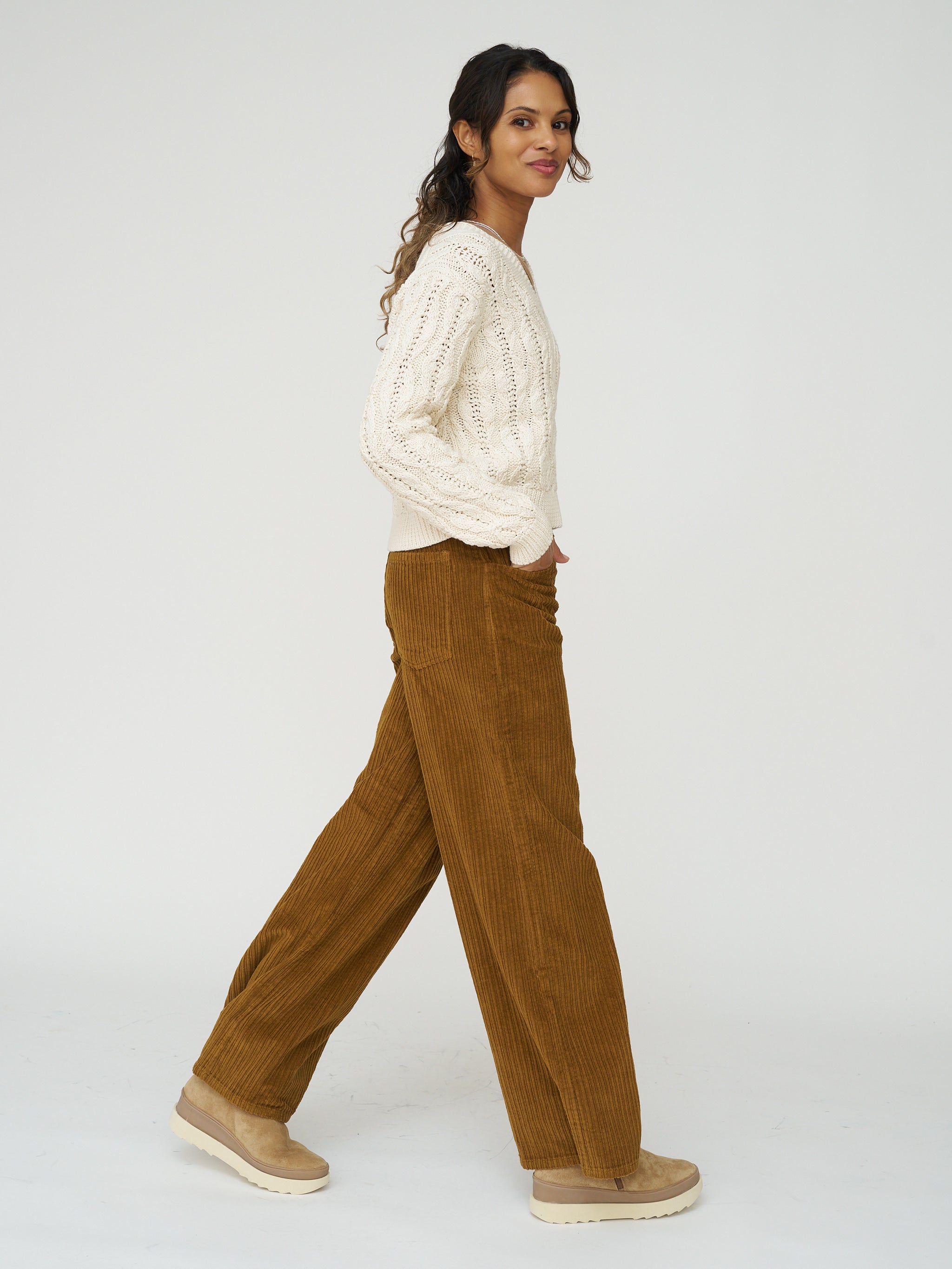 Organic Cotton Hedda Pants in Light Oak Corduroy