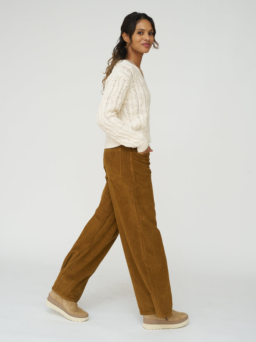 Organic Cotton Hedda Pants in Light Oak Corduroy