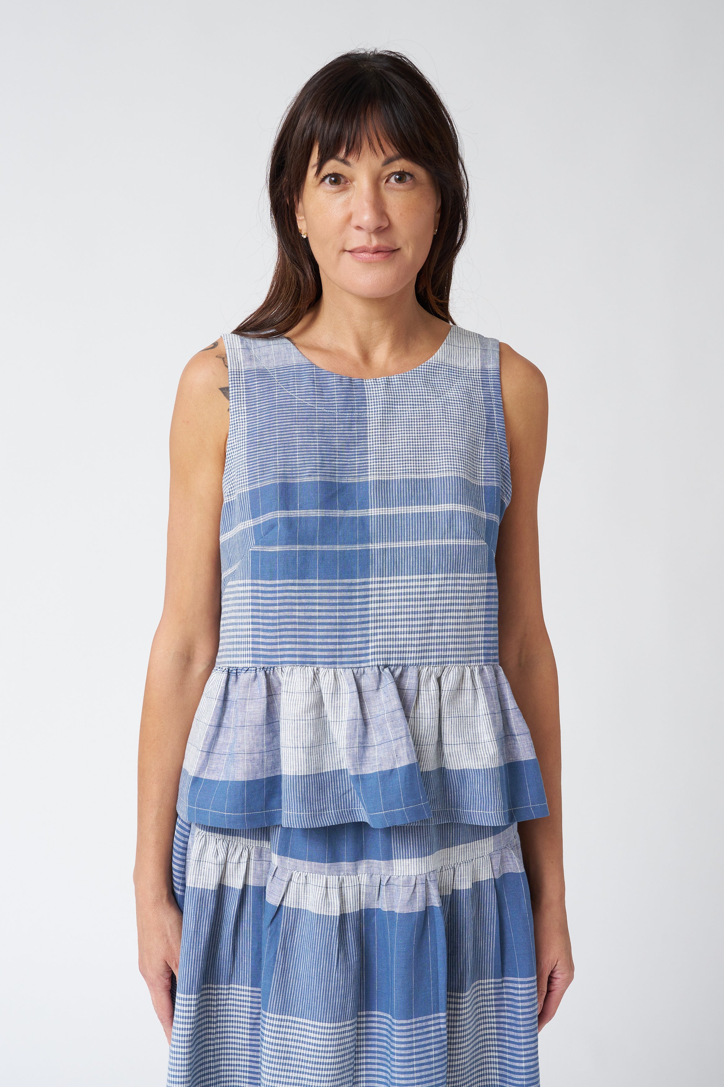 Allison Wonderland Osprey Blouse in Blue Plaid