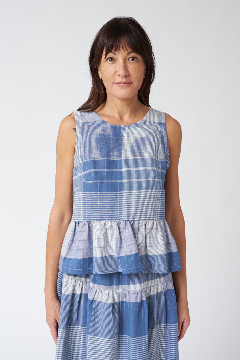 Allison Wonderland Osprey Blouse in Blue Plaid