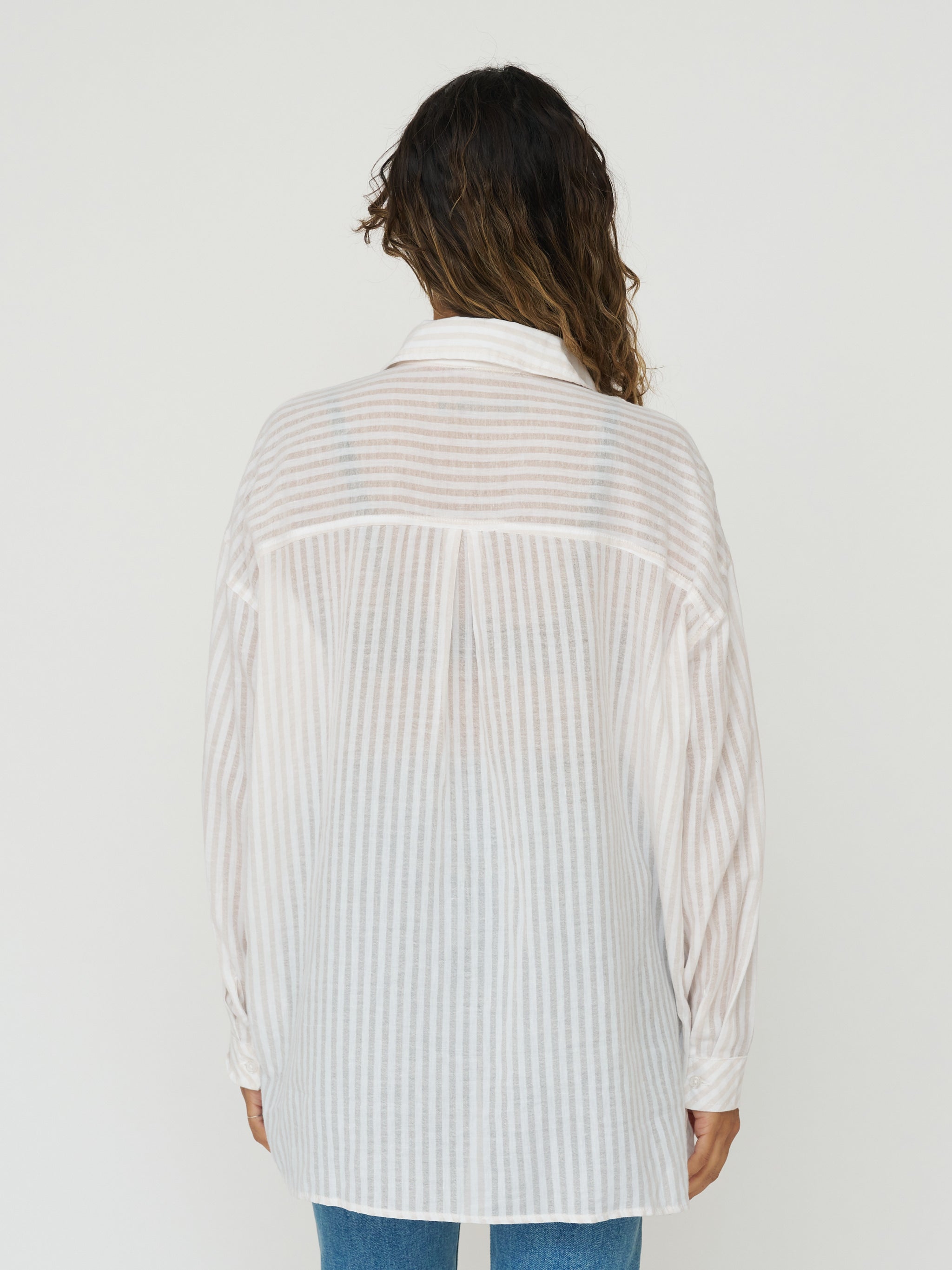 Cotton Gauze Striped Button Down