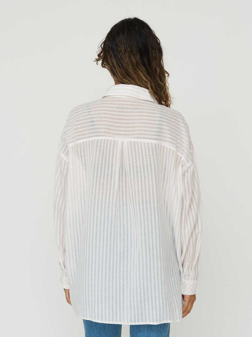 Cotton Gauze Striped Button Down