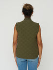 Quilted Snap Vest - Olive