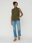 Quilted Snap Vest - Olive