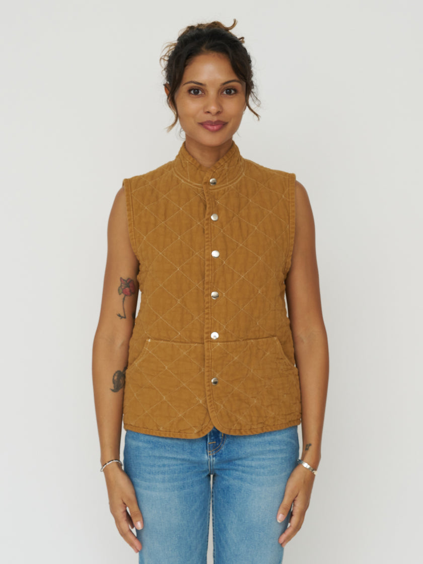 Quilted Snap Vest - Honey