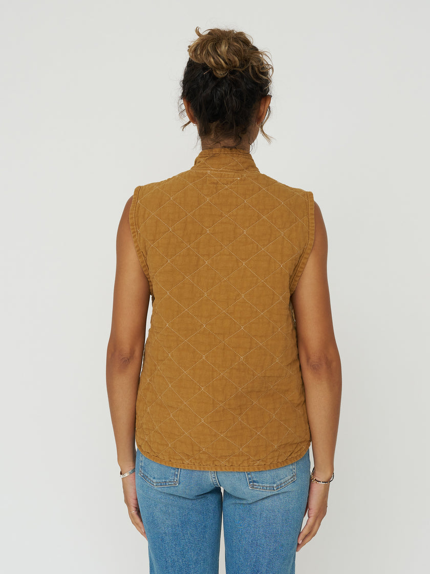 Quilted Snap Vest - Honey