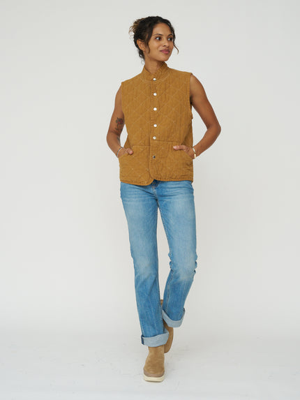 Quilted Snap Vest - Honey
