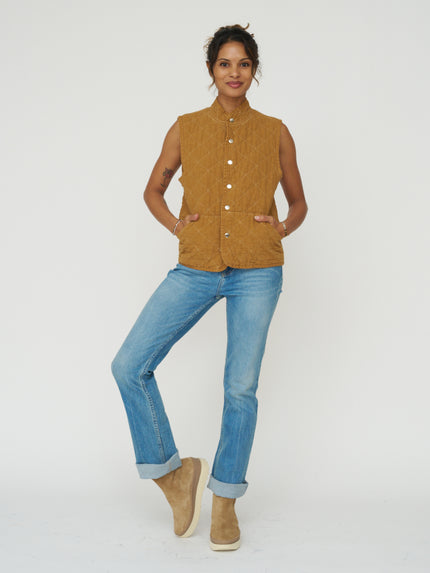 Quilted Snap Vest - Honey