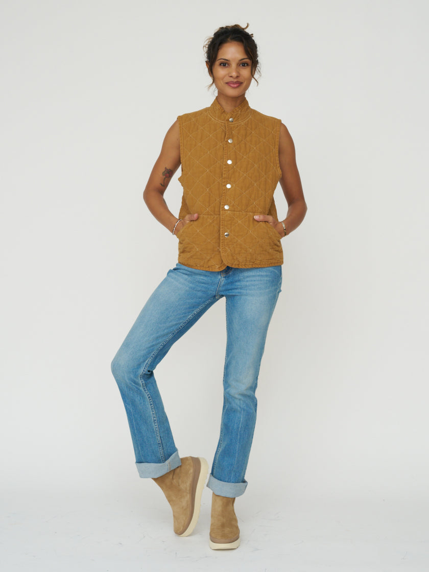 Quilted Snap Vest - Honey