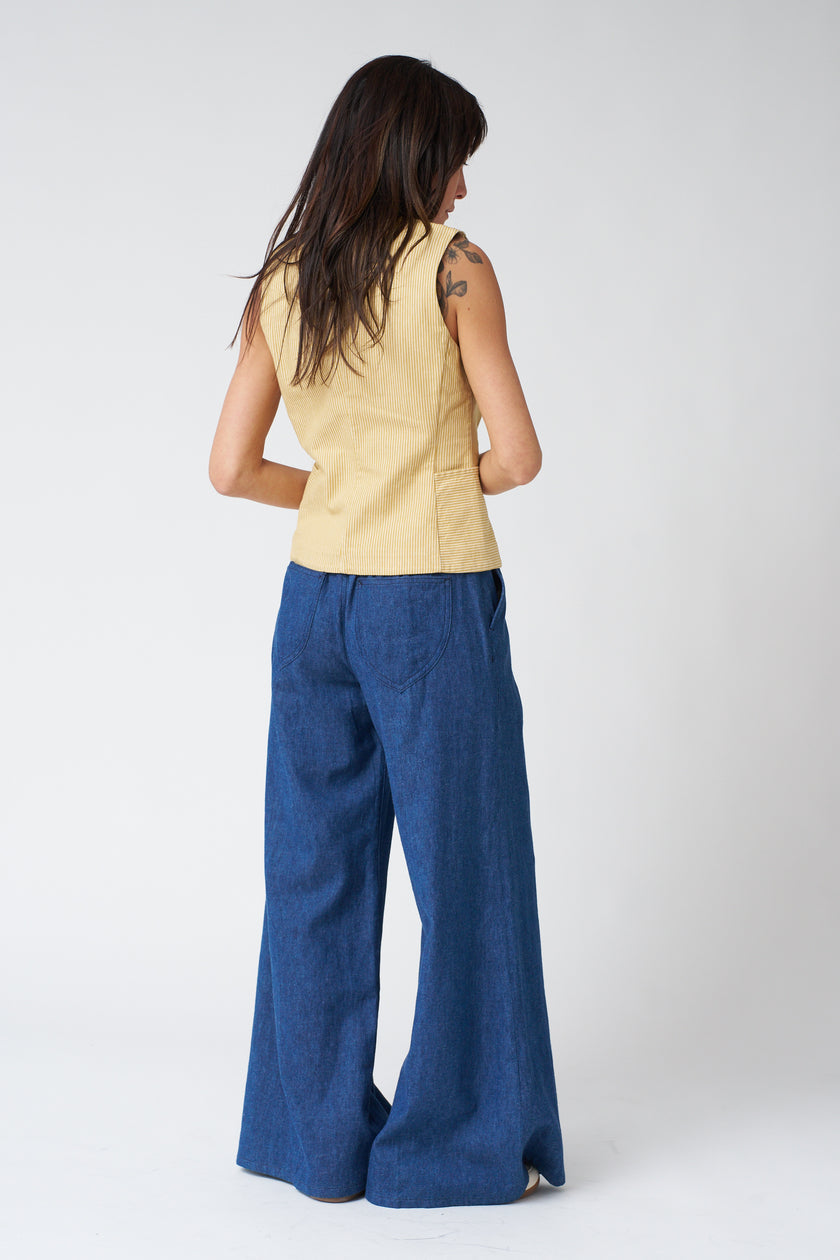 Thinking Mu Alisa Vest in Yellow Stripes