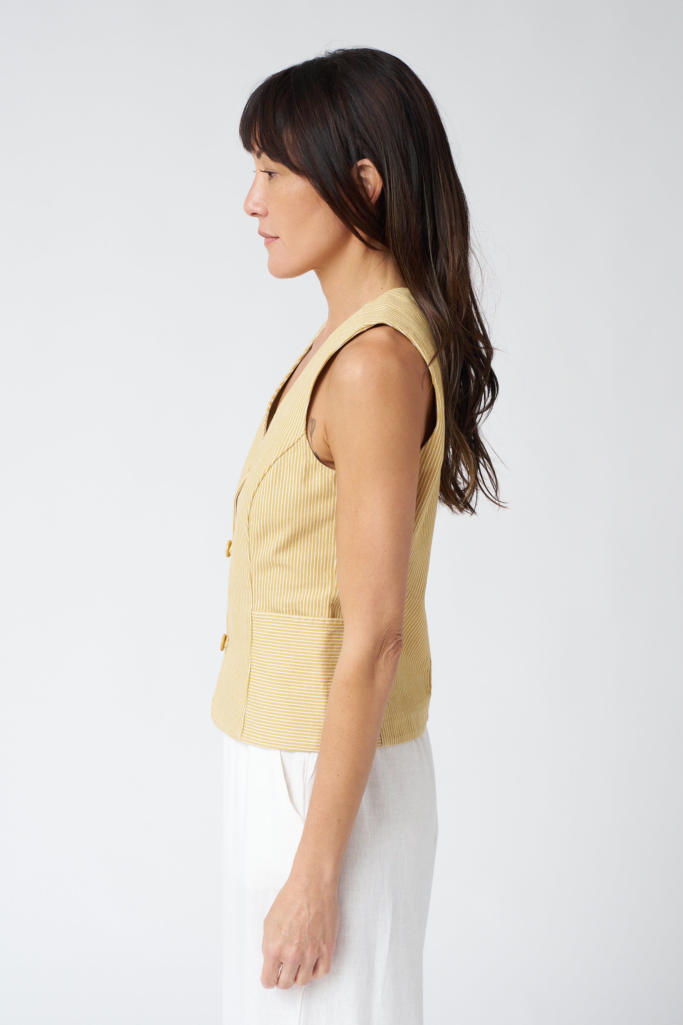 Thinking Mu Alisa Vest in Yellow Stripes