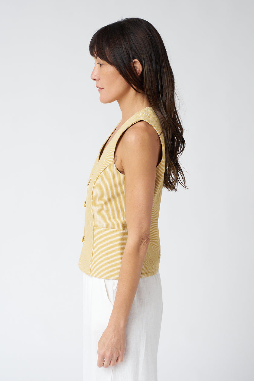 Thinking Mu Alisa Vest in Yellow Stripes