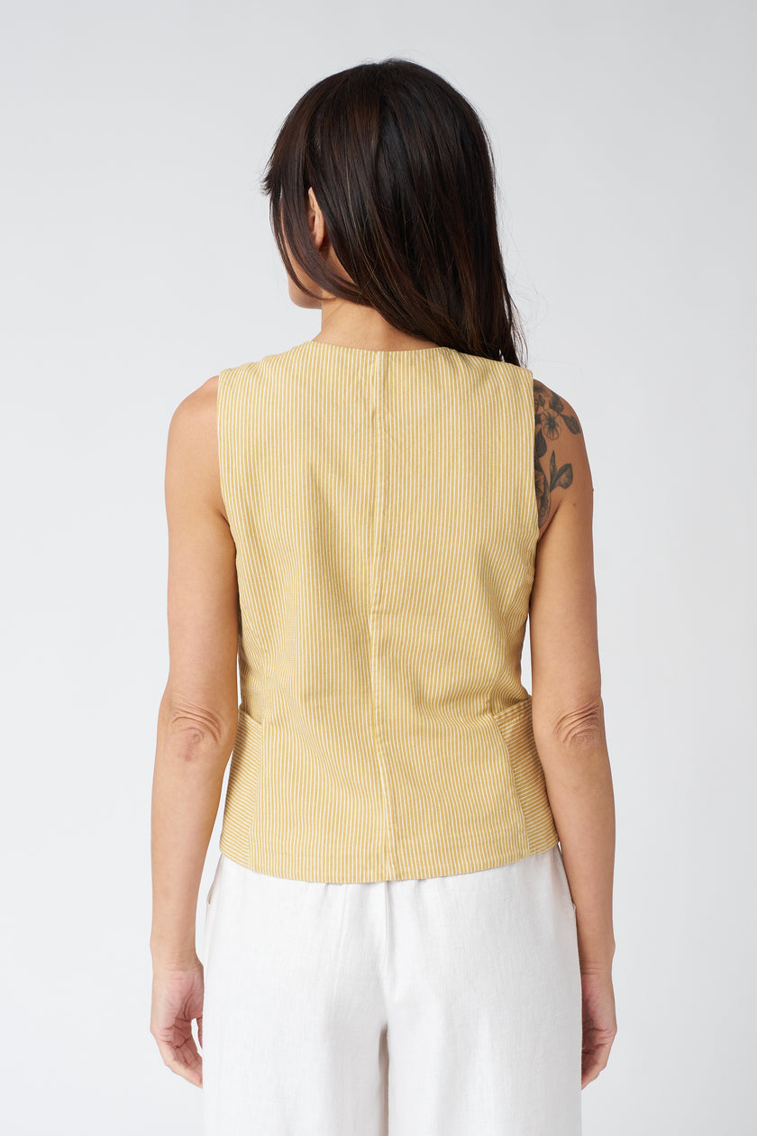 Thinking Mu Alisa Vest in Yellow Stripes