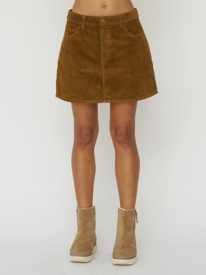 Organic Cotton Mini Skirt in Light Oak Corduroy