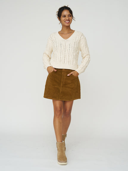 Organic Cotton Mini Skirt in Light Oak Corduroy