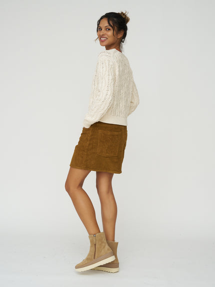 Organic Cotton Mini Skirt in Light Oak Corduroy