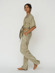 Lucid Flow Tie Pants in Khaki Green