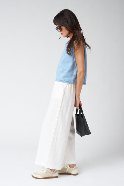 Emerson Fry Pull-On Pocket Pant in Ivory Linen