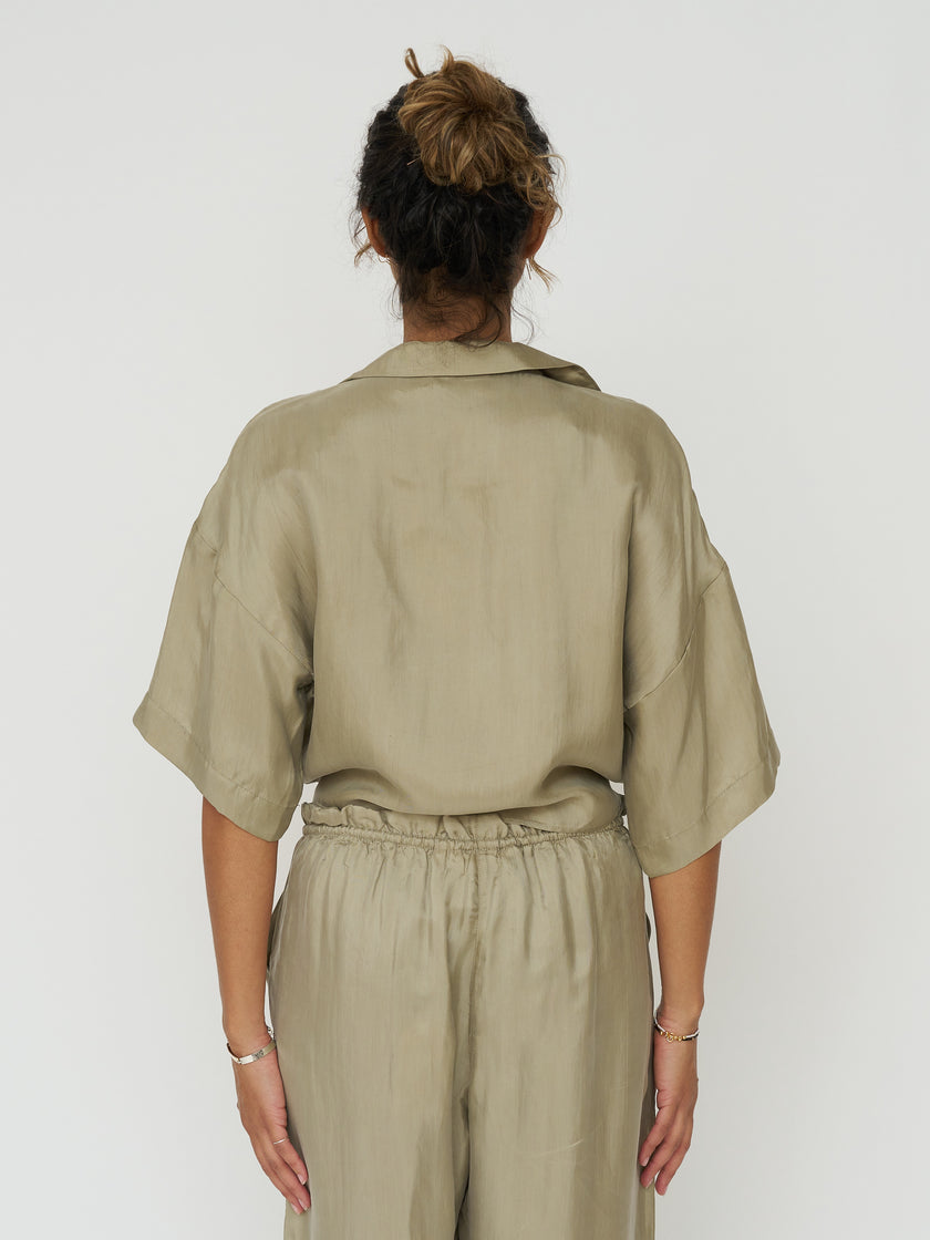 Lucid Flow Tie Pants in Khaki Green