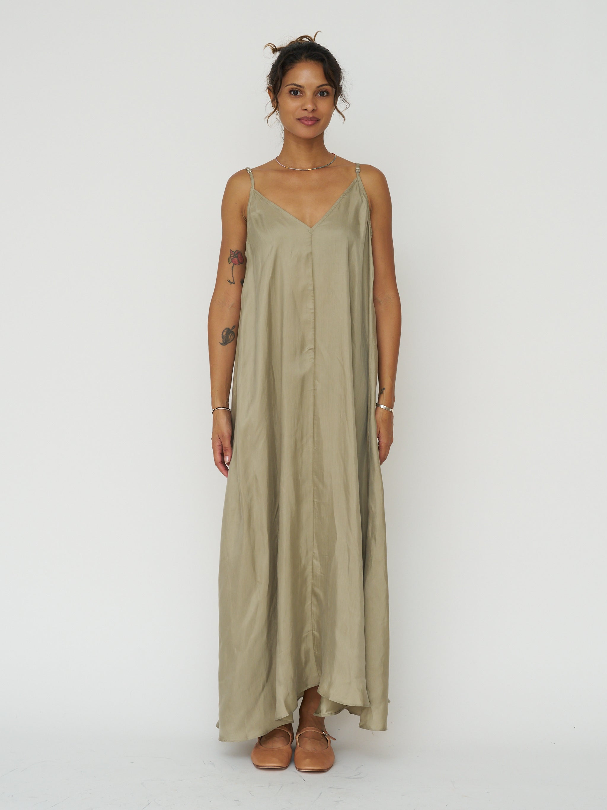 Lucid Flow Maxi Dress in Khaki Green