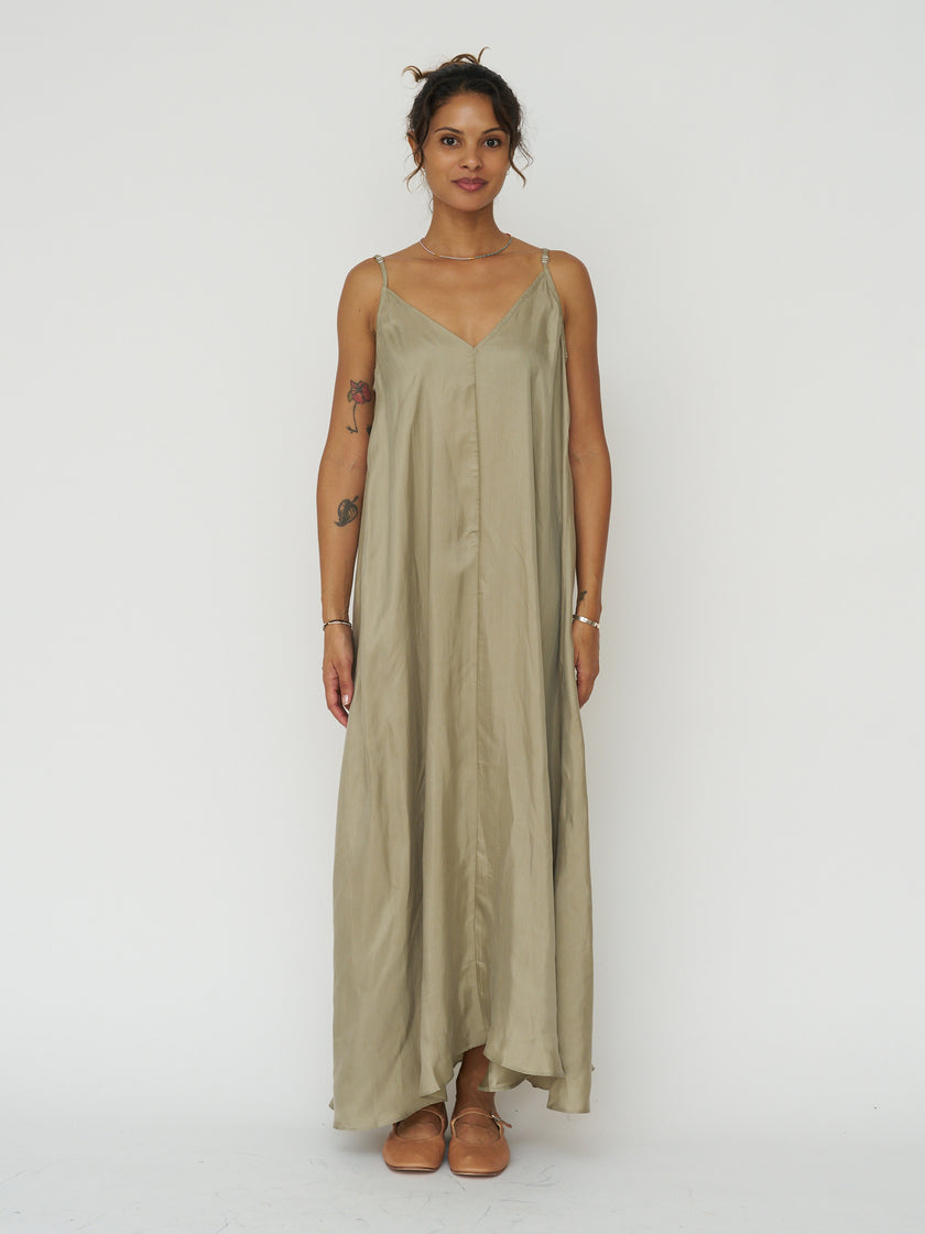 Lucid Flow Maxi Dress in Khaki Green