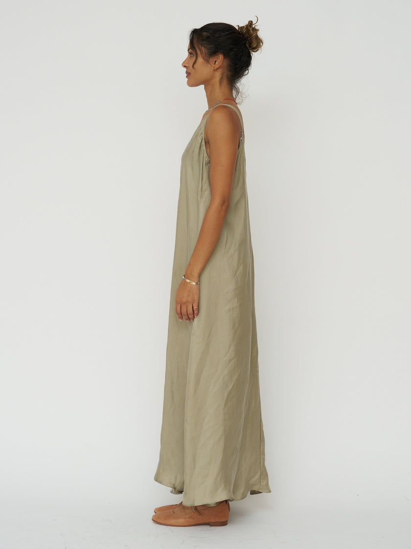 Lucid Flow Maxi Dress in Khaki Green