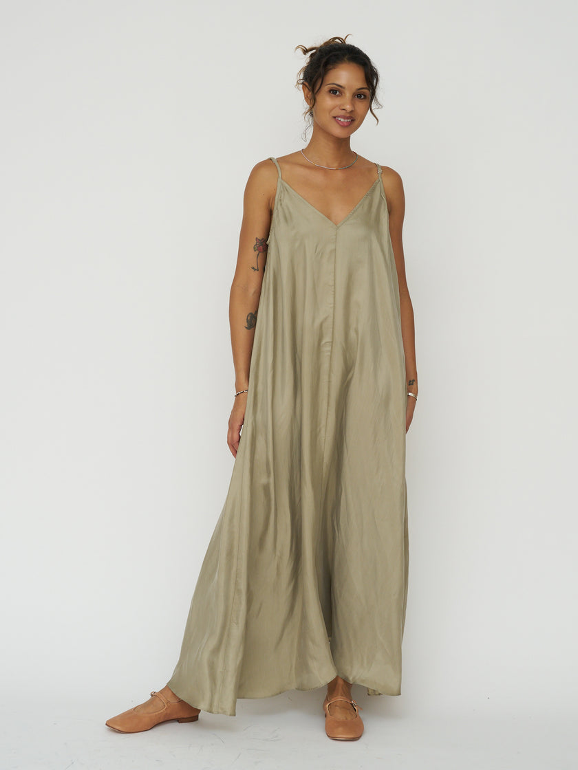 Lucid Flow Maxi Dress in Khaki Green