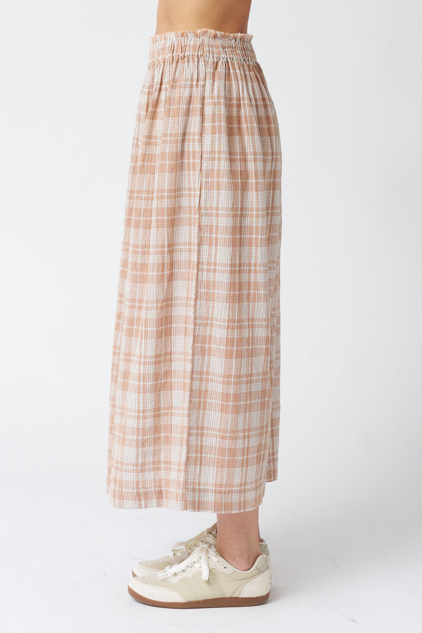 Indi & Cold Cotton Plaid Skirt in Rust