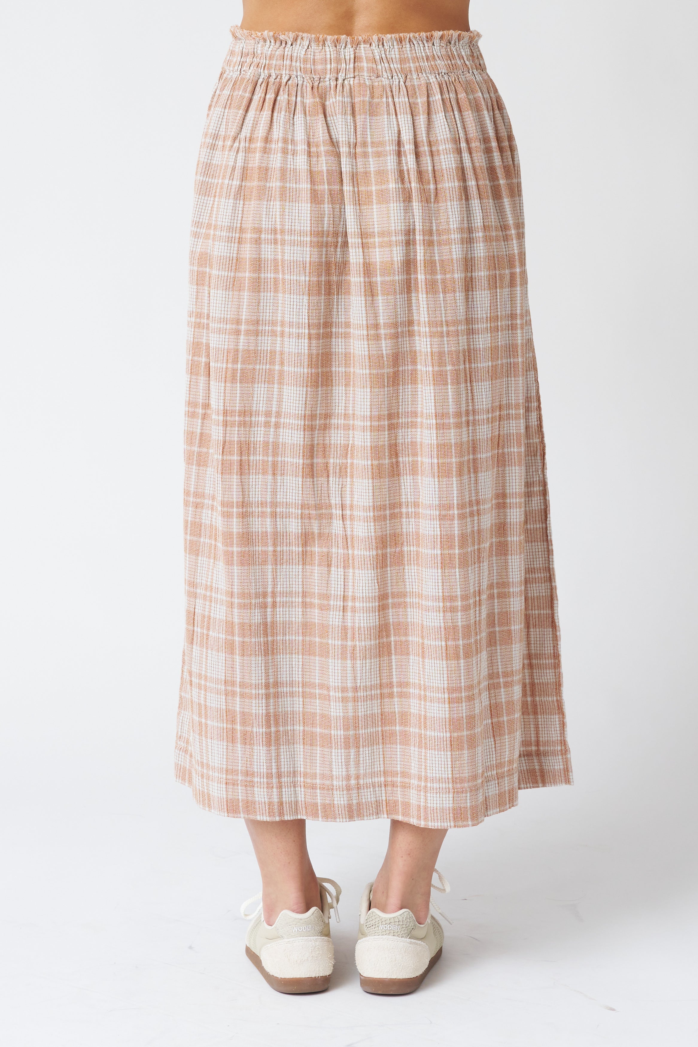 Indi & Cold Cotton Plaid Skirt in Rust