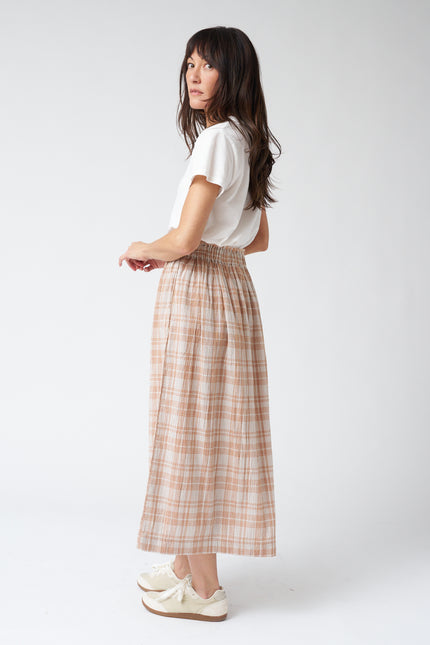 Indi & Cold Cotton Plaid Skirt in Rust