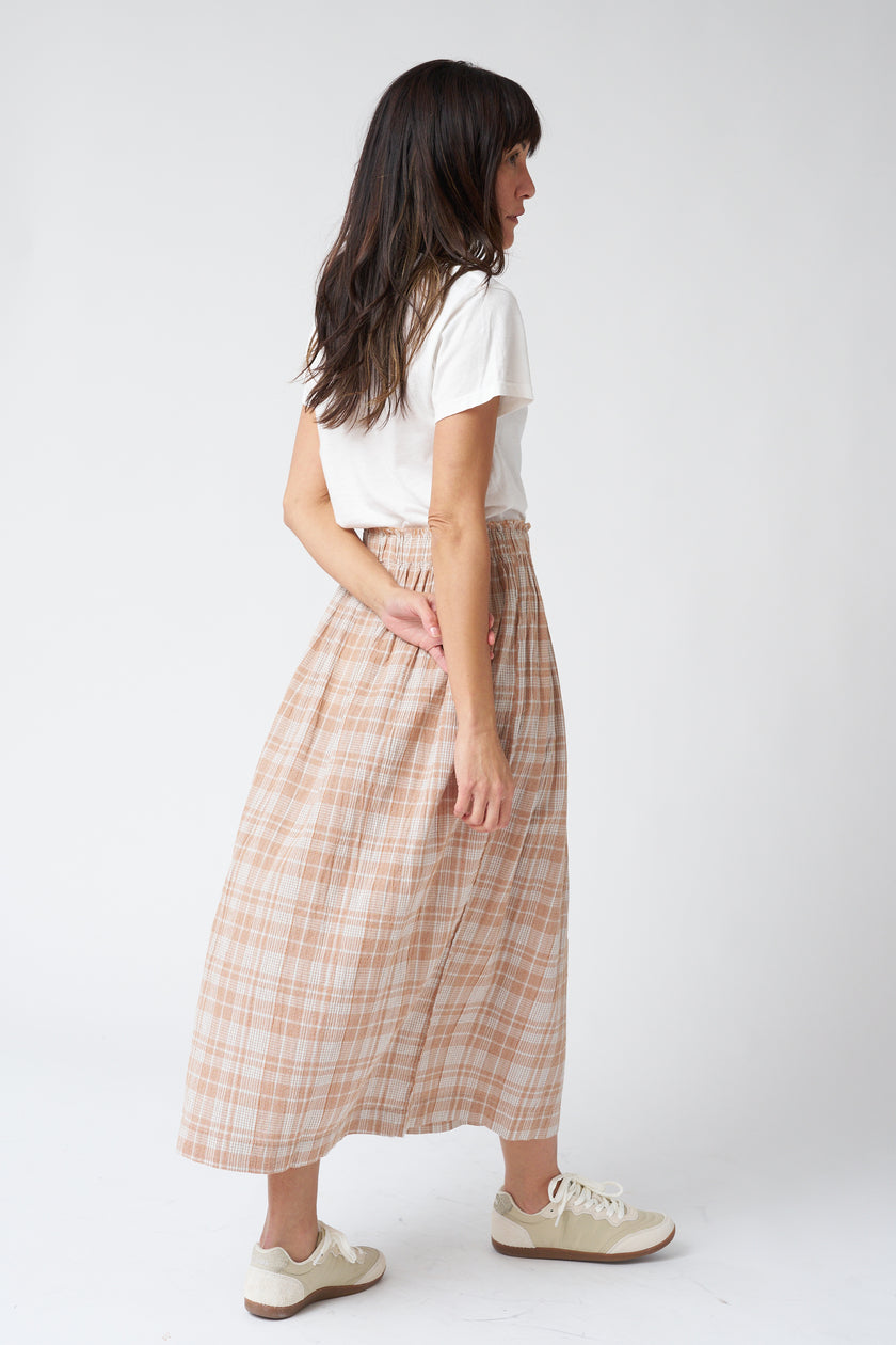 Indi & Cold Cotton Plaid Skirt in Rust