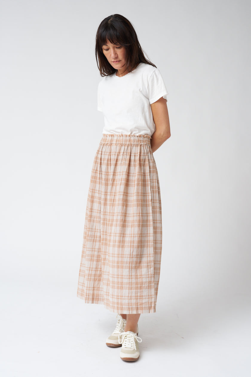 Indi & Cold Cotton Plaid Skirt in Rust