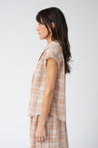 Indi & Cold Cotton Plaid Top in Rust