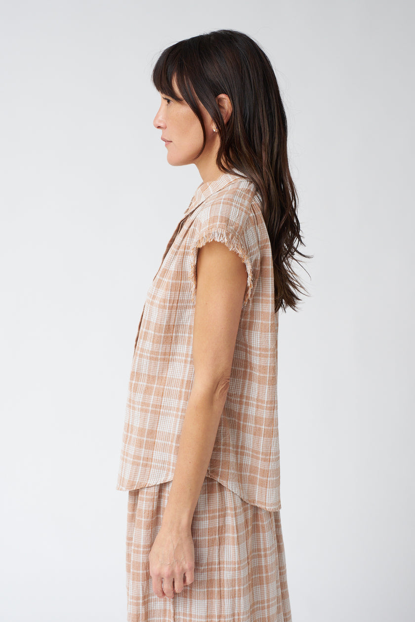Indi & Cold Cotton Plaid Top in Rust
