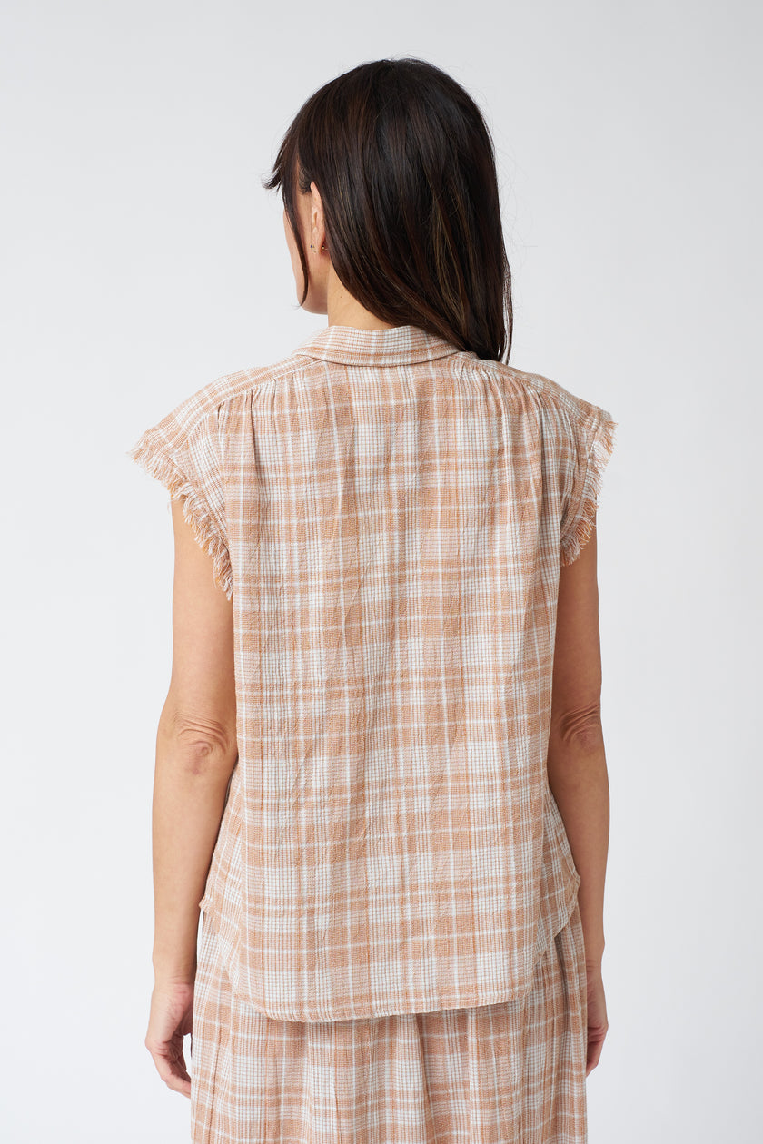 Indi & Cold Cotton Plaid Top in Rust
