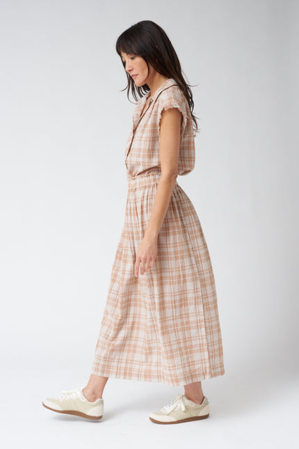 Indi & Cold Cotton Plaid Top in Rust