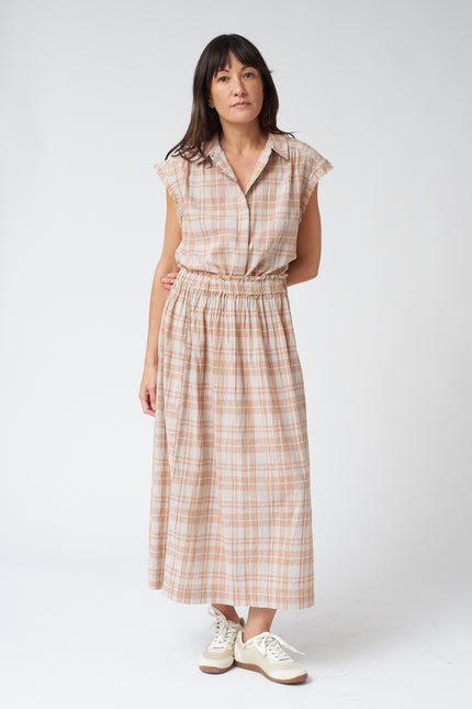 Indi & Cold Cotton Plaid Top in Rust
