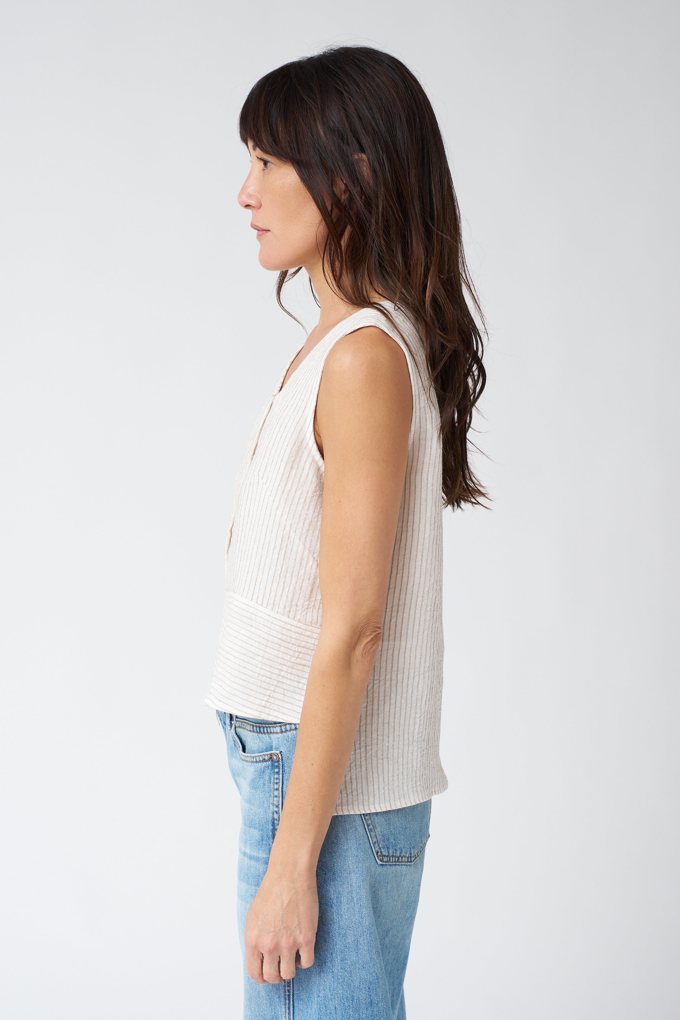 Jennifer Glasgow Devon Top in Ivory Stripes