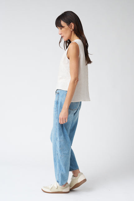 Jennifer Glasgow Devon Top in Ivory Stripes