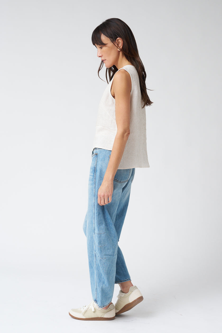 Jennifer Glasgow Devon Top in Ivory Stripes
