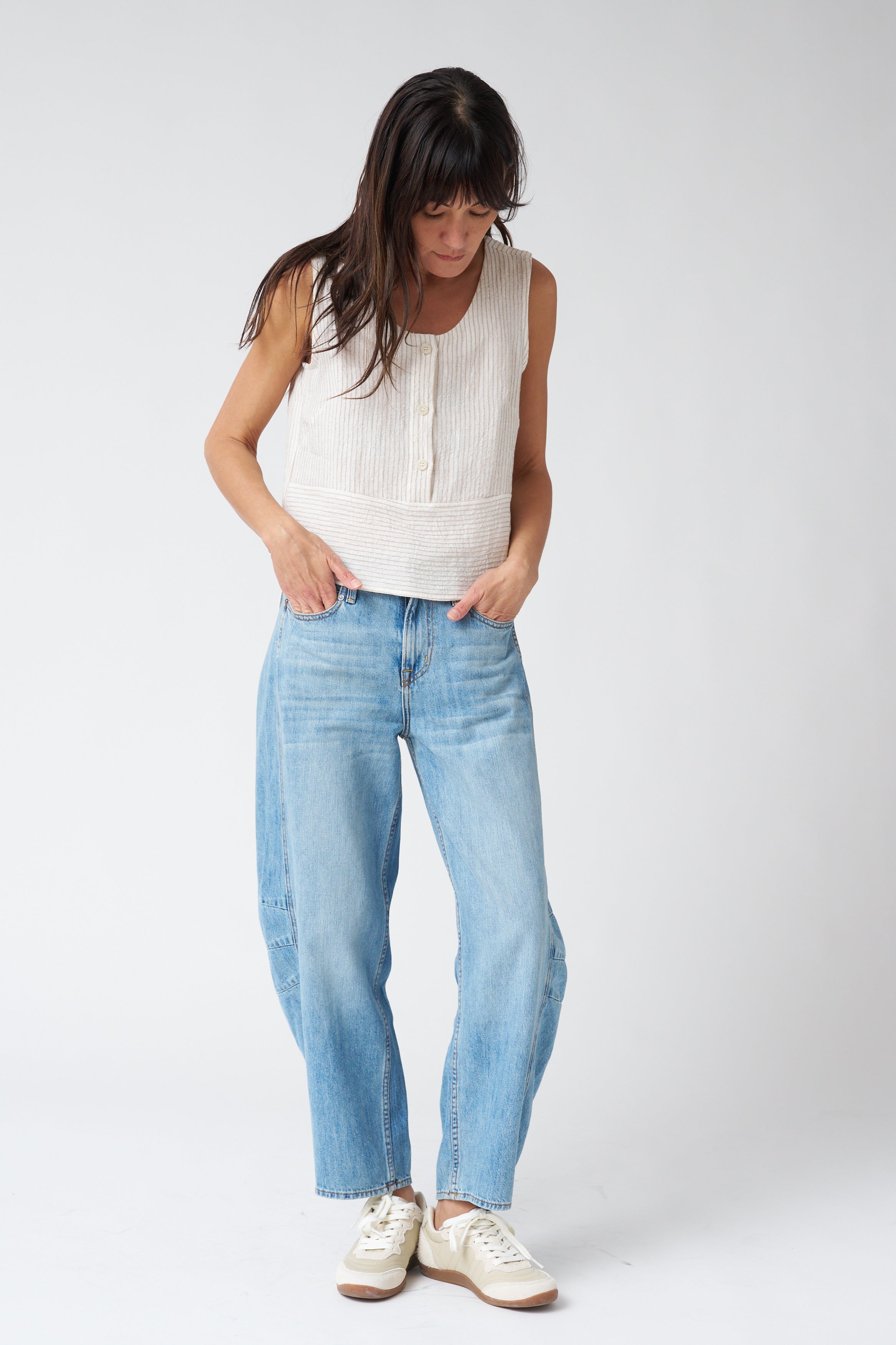 Ava Flutter Slung Fit Jeans - Dover Wash
