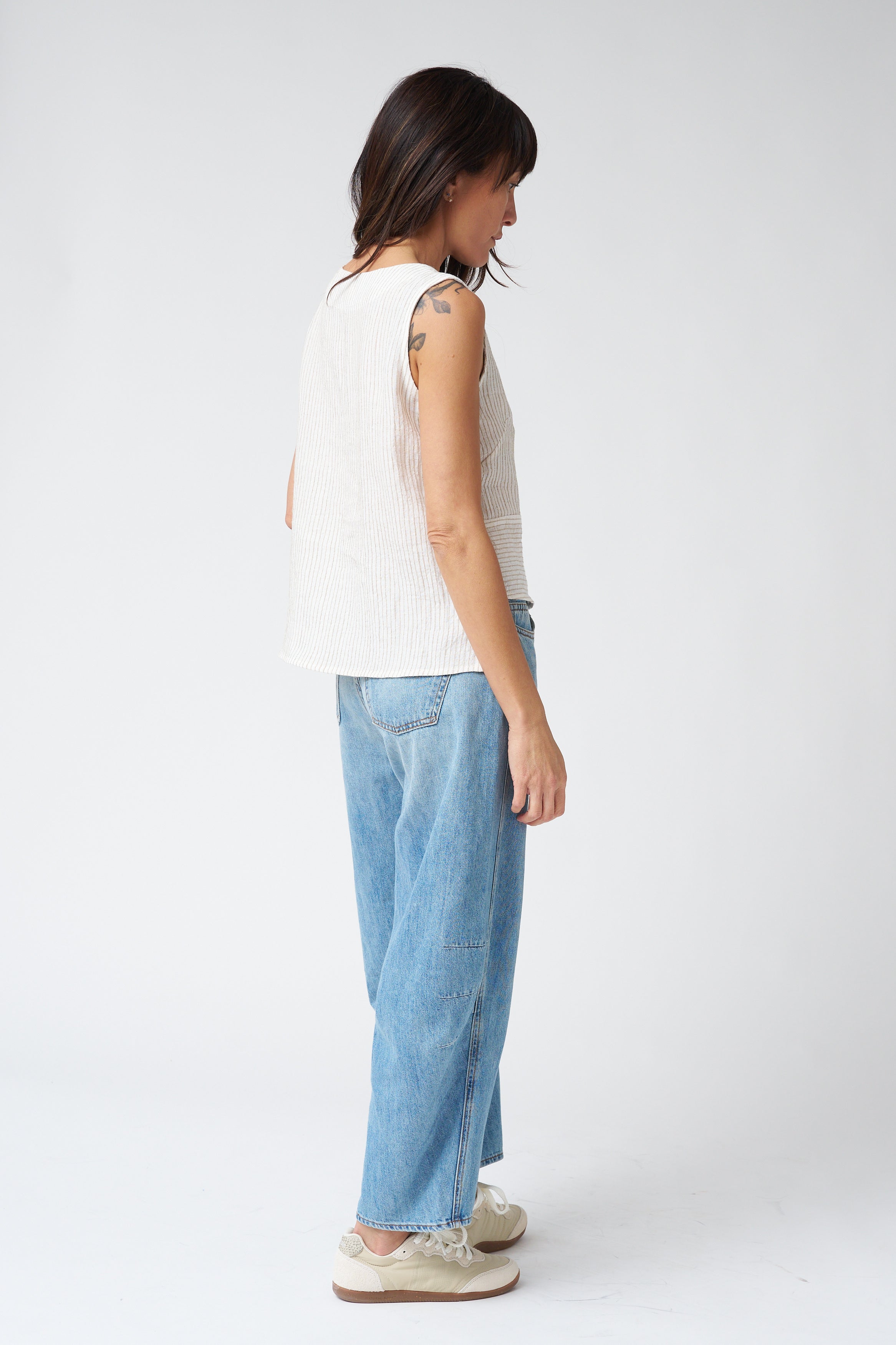 Jennifer Glasgow Devon Top in Ivory Stripes