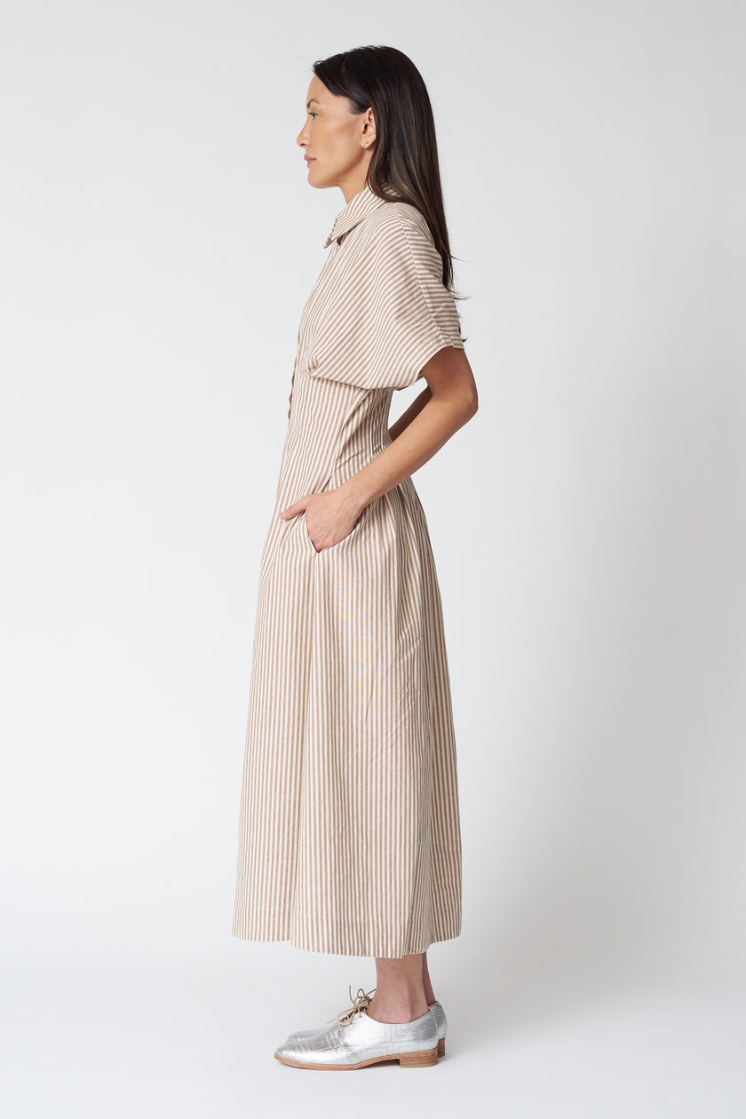 Striped Cotton Button Down Shirtdress