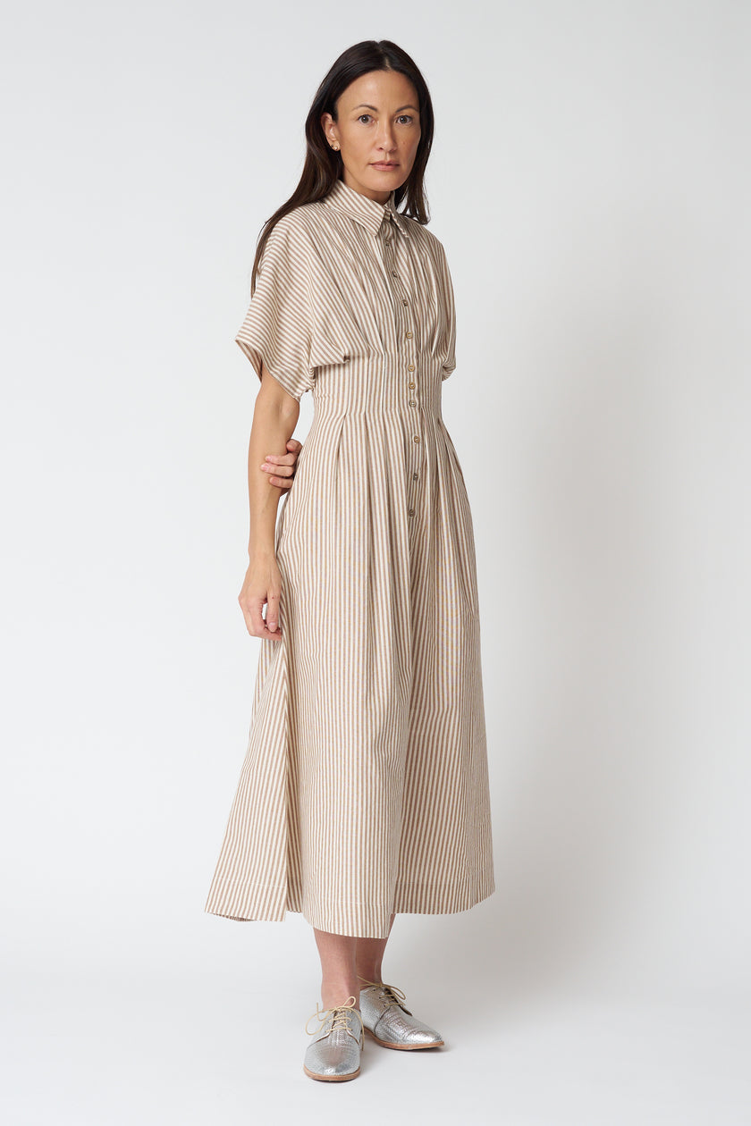 Striped Cotton Button Down Shirtdress