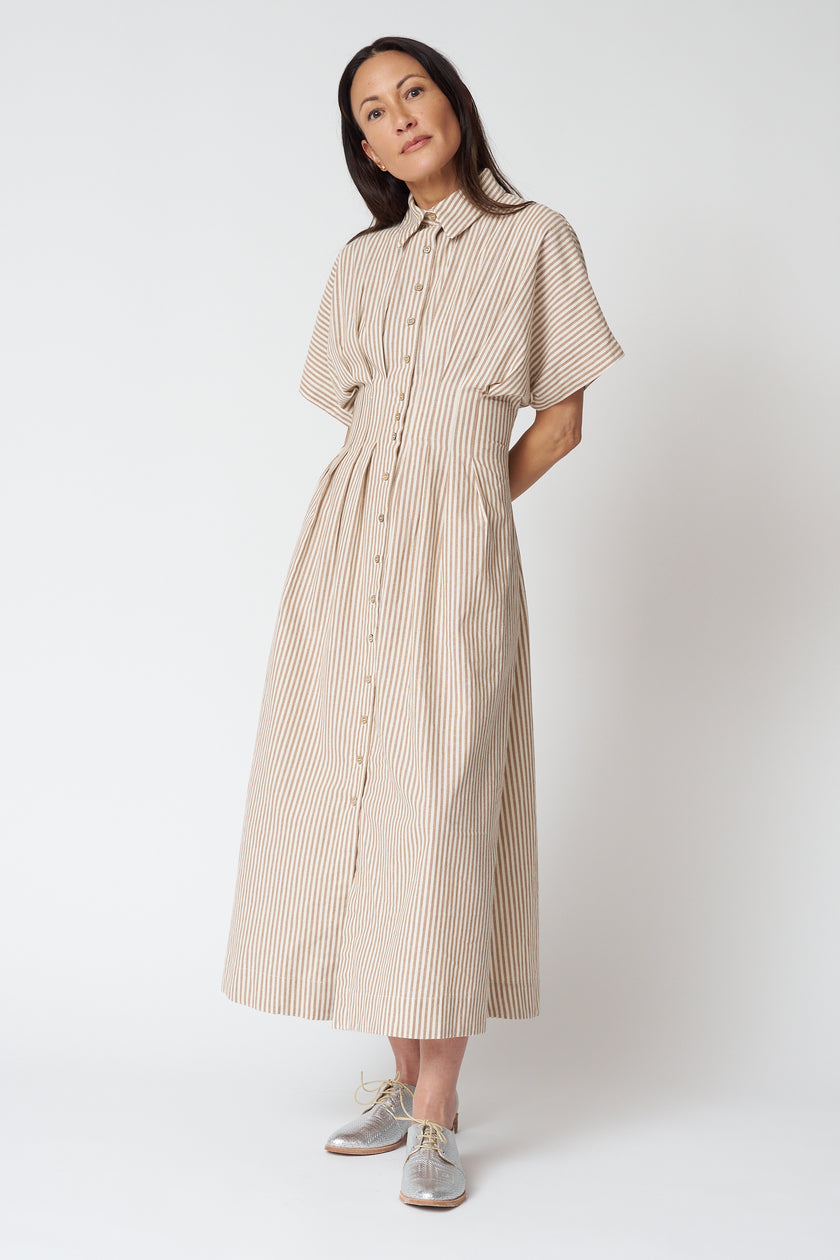 Striped Cotton Button Down Shirtdress