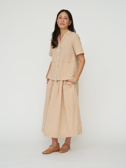 TOAST Stripe Cotton Seersucker Boxy Shirt