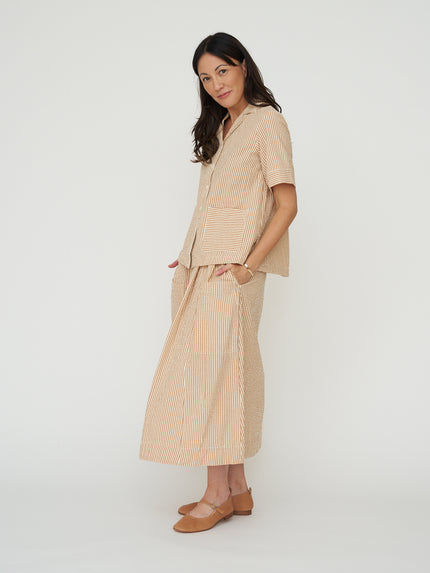 TOAST Stripe Cotton Seersucker Patch Pocket Skirt