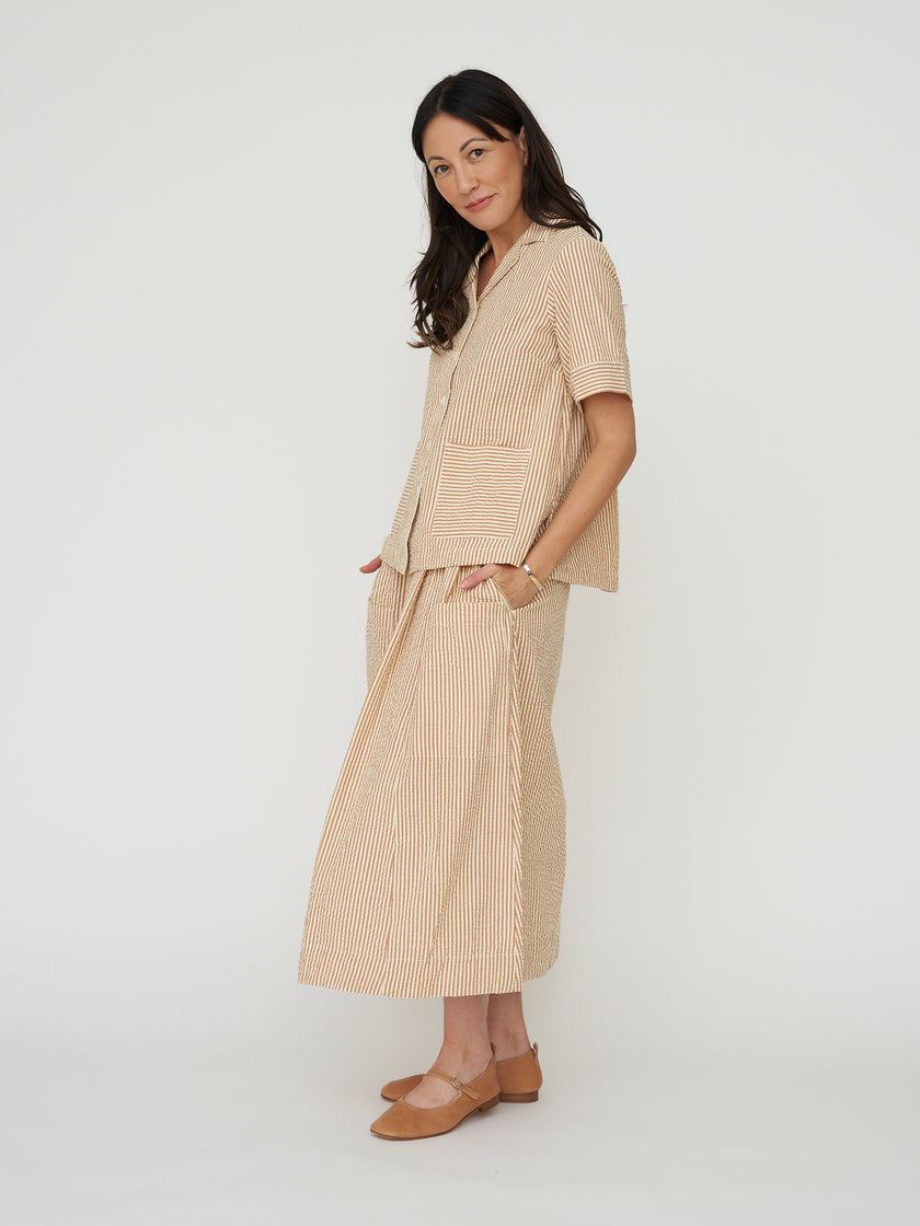 TOAST Stripe Cotton Seersucker Boxy Shirt