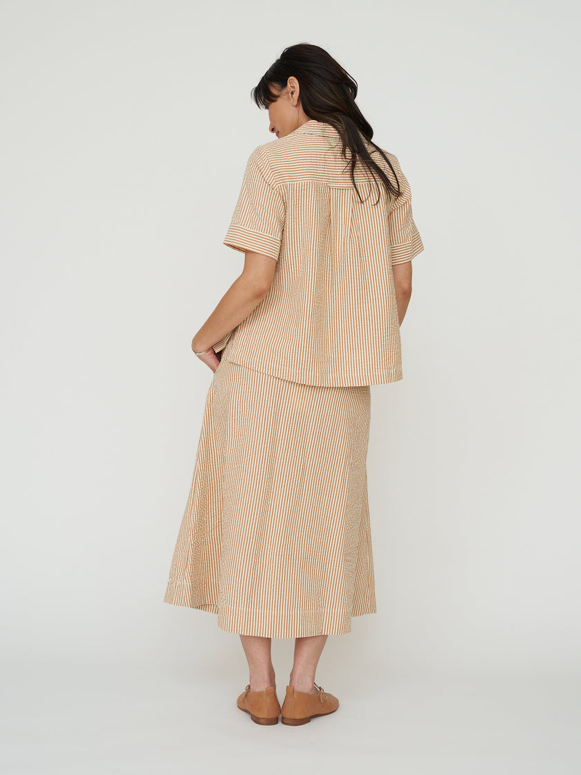 TOAST Stripe Cotton Seersucker Patch Pocket Skirt