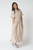 Striped Cotton Button Down Shirtdress